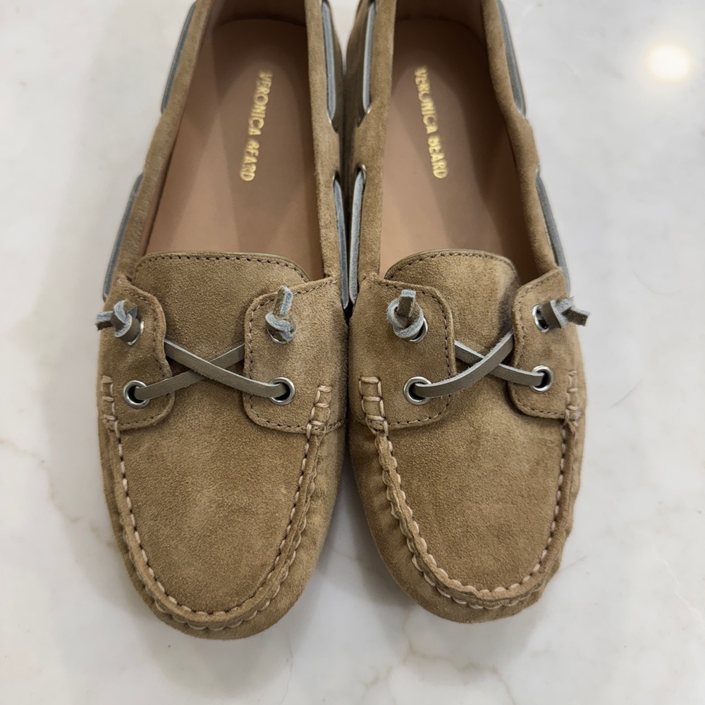 Veronica Beard Tan Boat Shoes with Suede Finish